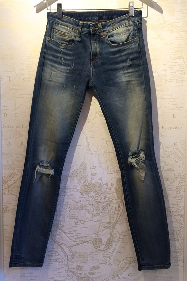 R13 Alison Crop in Enfield with Torn Knees R13 Alison Crop in Enfield with Torn Knees