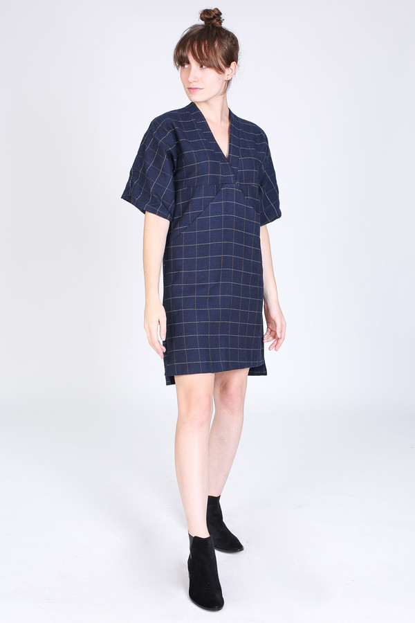 SBJ Austin Kelly dress in navy windowpane SBJ Austin Kelly dress in navy windowpane