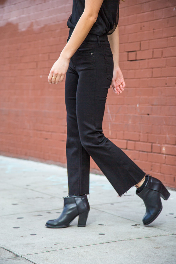Grlfrnd Joan Crop Flare Jean in Black Magic Woman Grlfrnd Joan Crop Flare Jean in Black Magic Woman