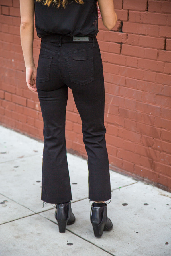 Grlfrnd Joan Crop Flare Jean in Black Magic Woman Grlfrnd Joan Crop Flare Jean in Black Magic Woman