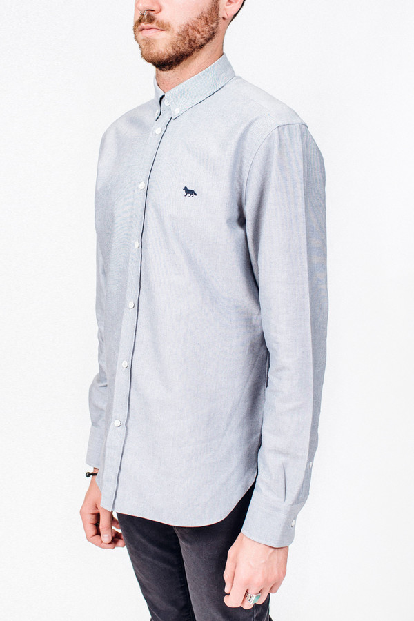 Men's Maison Kitsune Oxford Embroidery Classic Shirt Men's Maison Kitsune Oxford Embroidery Classic Shirt