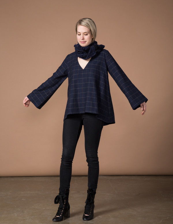 SBJ Austin Pamela Top - Navy Woven Window SBJ Austin Pamela Top - Navy Woven Window