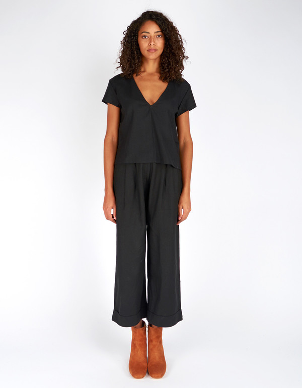 Ali Golden Raw Silk Roll Cuff Pant Black Ali Golden Raw Silk Roll Cuff Pant Black