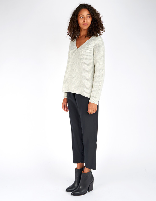Ali Golden V-Neck Pullover Sweater Grey White Melange Ali Golden V-Neck Pullover Sweater Grey White Melange