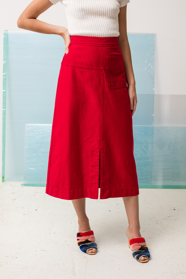 Caron Callahan Georgia Skirt - crimson twill Caron Callahan Georgia Skirt - crimson twill