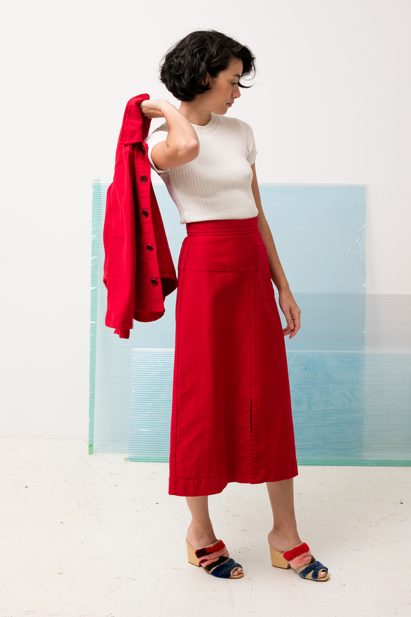 Caron Callahan Georgia Skirt - crimson twill Caron Callahan Georgia Skirt - crimson twill