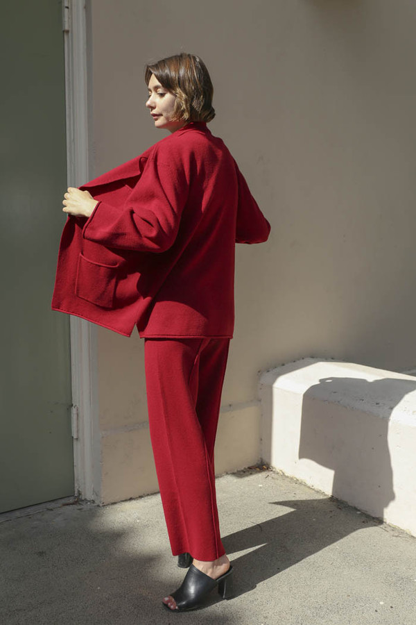 giu giu La Grenade Double Knit Blazer in Pomegranate giu giu La Grenade Double Knit Blazer in Pomegranate