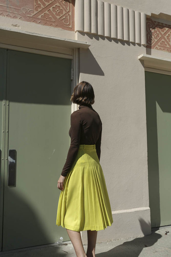 Maryam Nassir Zadeh Renata Pleated Skirt in Acid Maryam Nassir Zadeh Renata Pleated Skirt in Acid