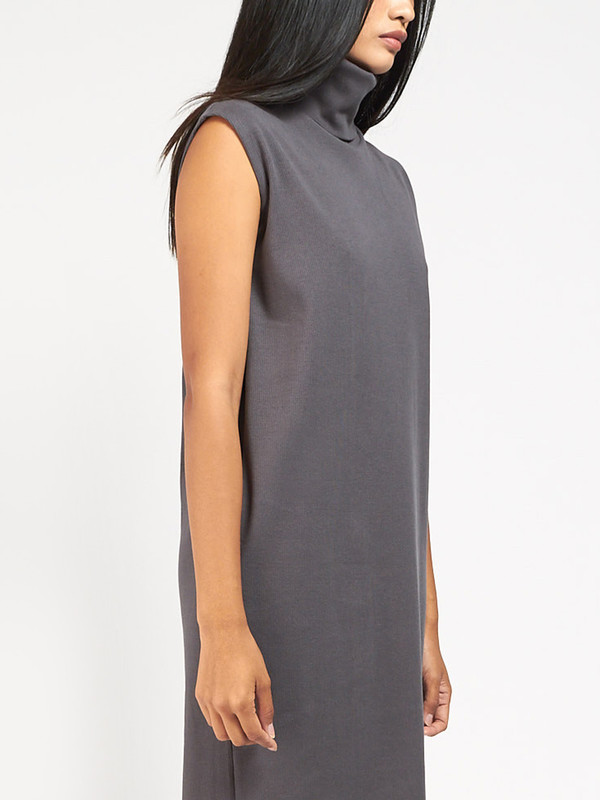 Kowtow Rib Roll Neck Dress Charcoal Kowtow Rib Roll Neck Dress Charcoal
