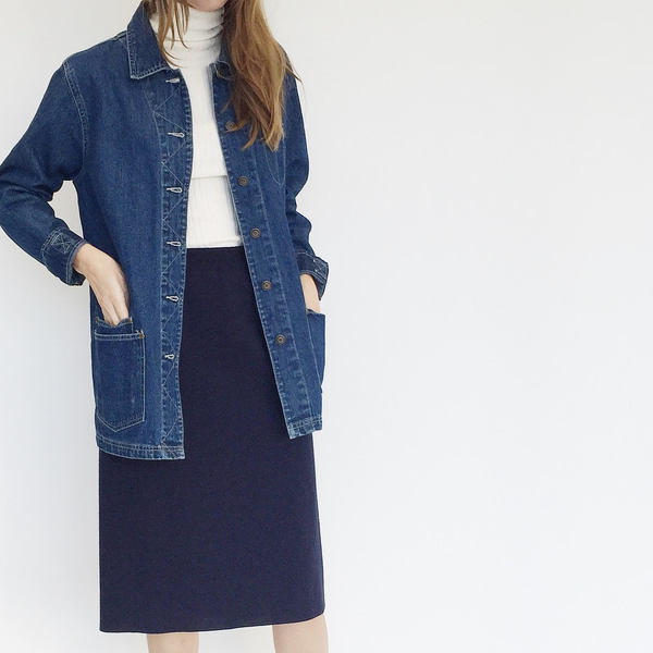 Johan Vintage Navy Wool Pencil Skirt Johan Vintage Navy Wool Pencil Skirt