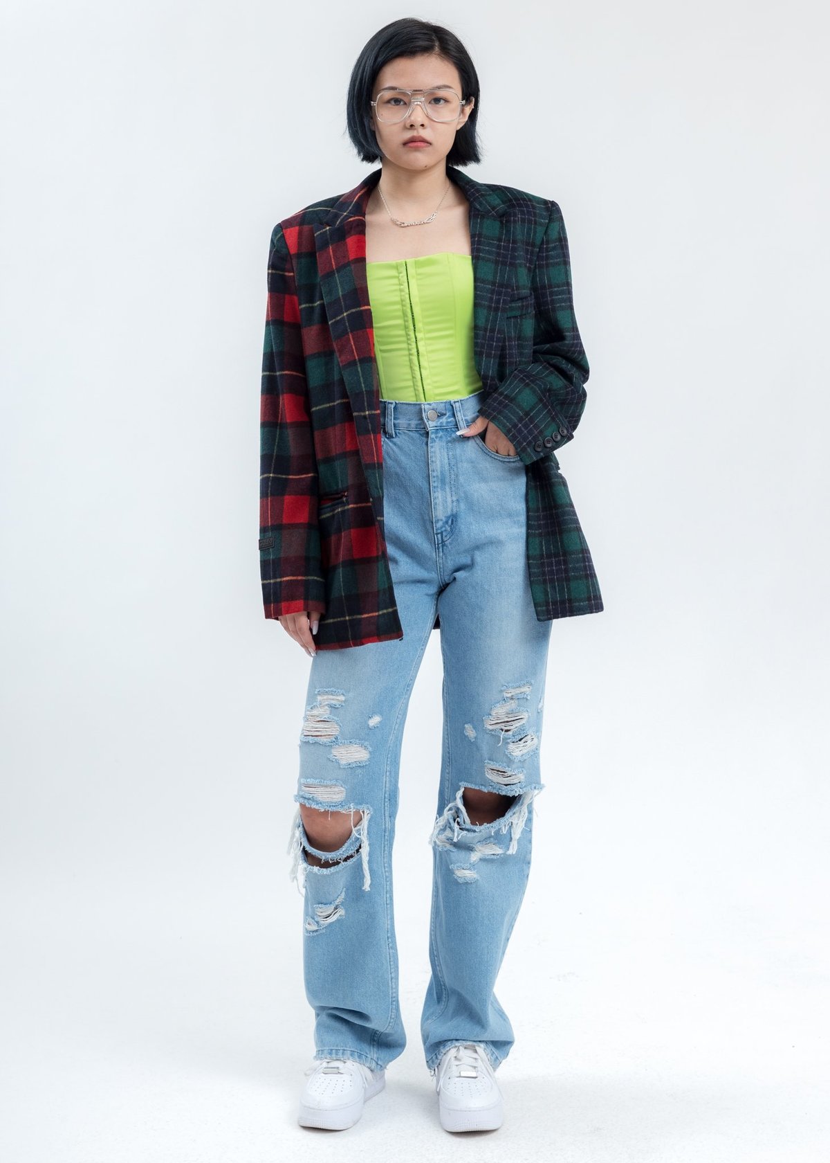 checkered oversized blazer