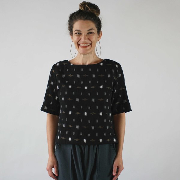 Jennifer Glasgow Makulis Top in Black Ikat Jennifer Glasgow Makulis Top in Black Ikat