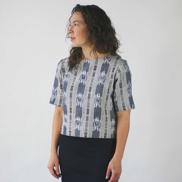 Jennifer Glasgow Makulis Top in Navy Ikat Jennifer Glasgow Makulis Top in Navy Ikat