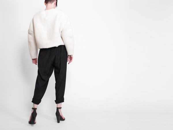 Berenik Quilted Fleece Sweater - White Berenik Quilted Fleece Sweater - White