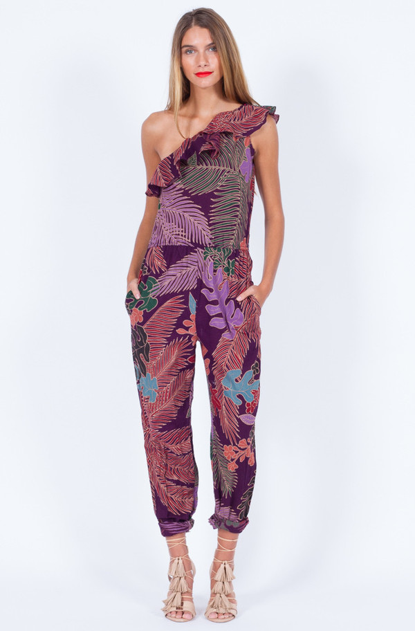 HAWAIIAN PRINT ONE SHOULDER JUMPSUIT (SMALL-MEDIUM) HAWAIIAN PRINT ONE SHOULDER JUMPSUIT (SMALL-MEDIUM)