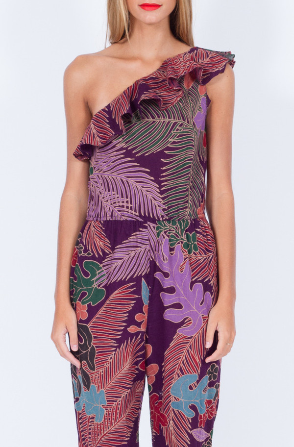 HAWAIIAN PRINT ONE SHOULDER JUMPSUIT (SMALL-MEDIUM) HAWAIIAN PRINT ONE SHOULDER JUMPSUIT (SMALL-MEDIUM)