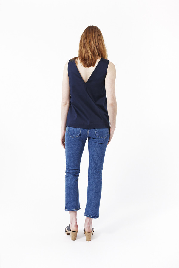 M. Martin Cotton Gabardine Belted Top in Navy M. Martin Cotton Gabardine Belted Top in Navy