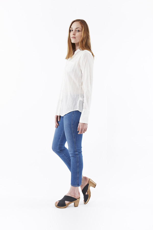 Nili Lotan Embroidered Stripe Shirt in White Nili Lotan Embroidered Stripe Shirt in White