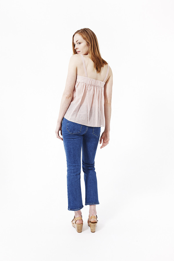 Jenni Kayne Striped Cotton Gathered Band Cami in Terracotta Jenni Kayne Striped Cotton Gathered Band Cami in Terracotta