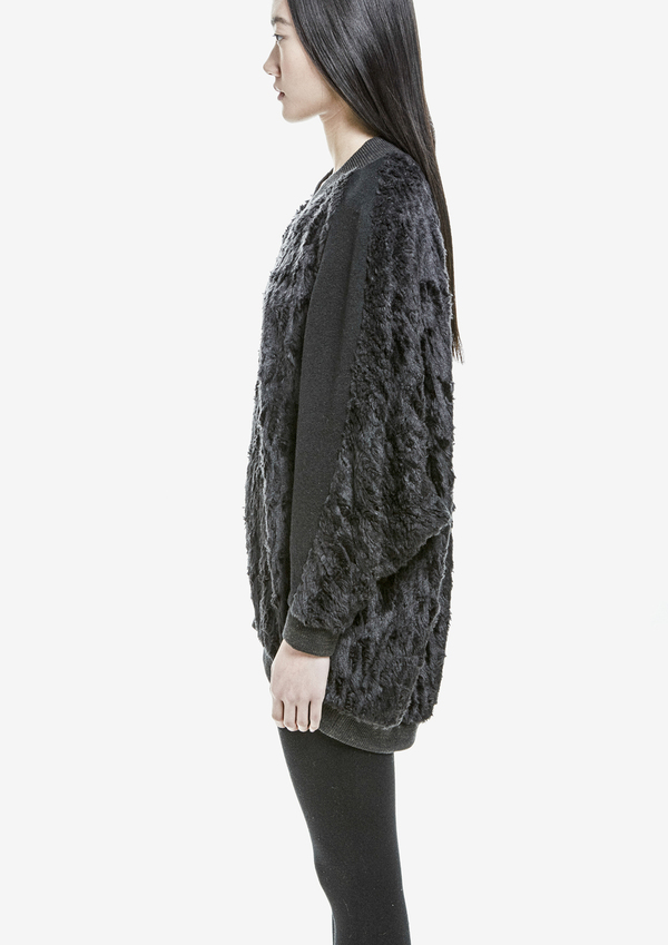 Berenik Sweater Long Sleeves V-Collar Wool/Cottonmix Fur - Black Berenik Sweater Long Sleeves V-Collar Wool/Cottonmix Fur - Black
