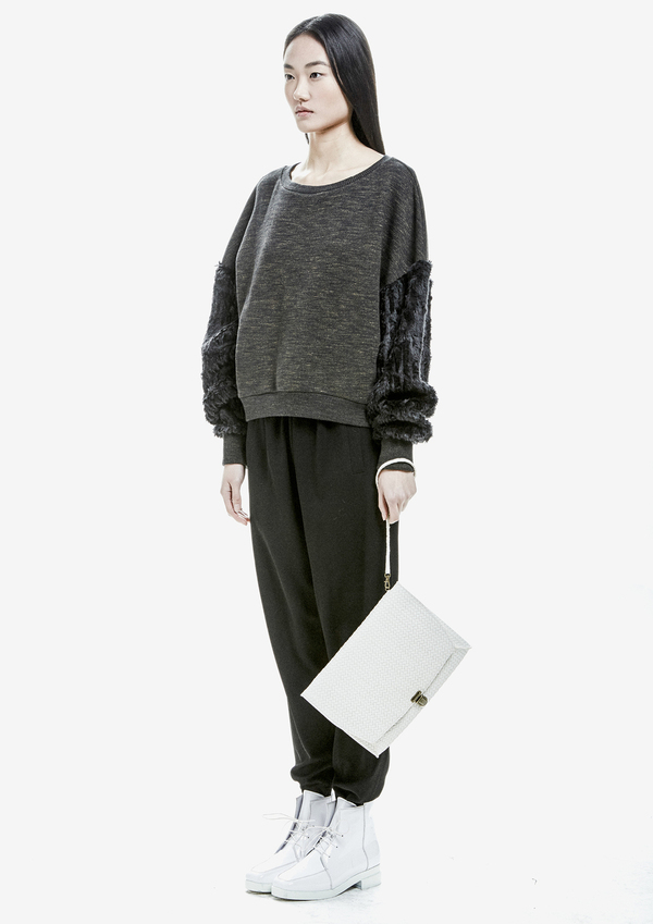 Berenik Sweater Long Sleeves Cotton/Cotton Mix Fur - Dark Gray Mottled Berenik Sweater Long Sleeves Cotton/Cotton Mix Fur - Dark Gray Mottled