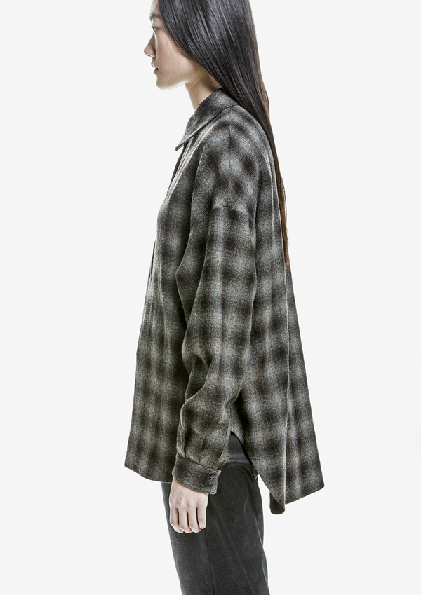 SHIRT LONG SLEEVES WOOL TWEED – BLACK / BROWN SHIRT LONG SLEEVES WOOL TWEED – BLACK / BROWN