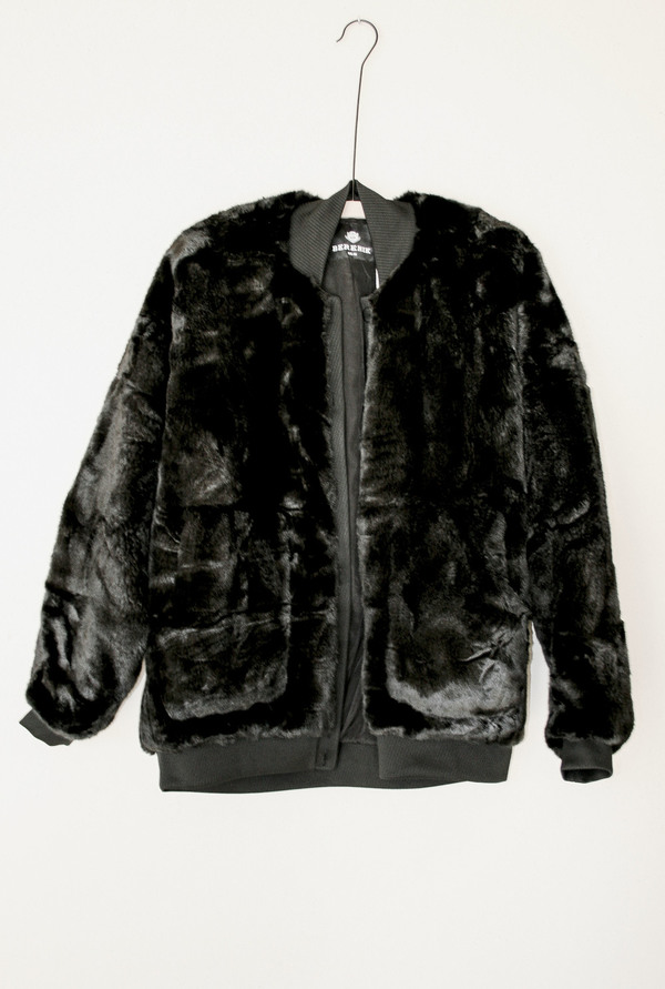 Berenik Pilot Jacket Buttonfront Faux Fur - Black Berenik Pilot Jacket Buttonfront Faux Fur - Black