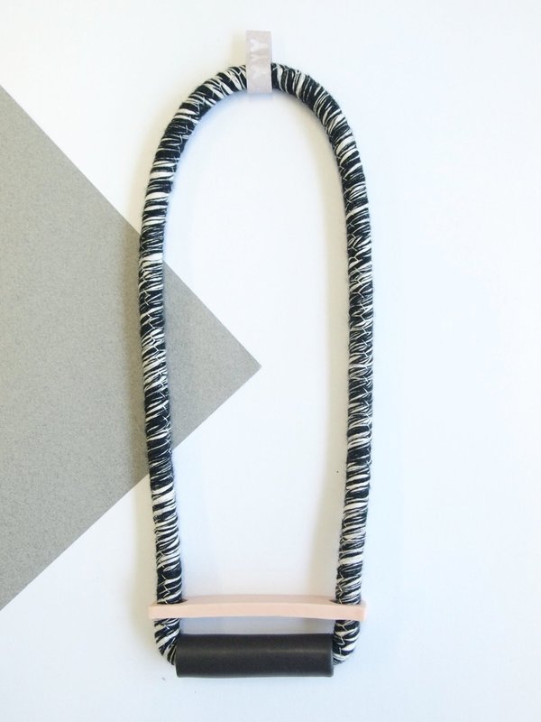 YYY tube + bar necklace on variegated cord YYY tube + bar necklace on variegated cord