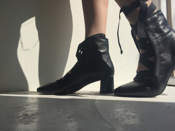 "INTENTIONALLY __________." ANIA Black Leather Bootie "INTENTIONALLY __________." ANIA Black Leather Bootie