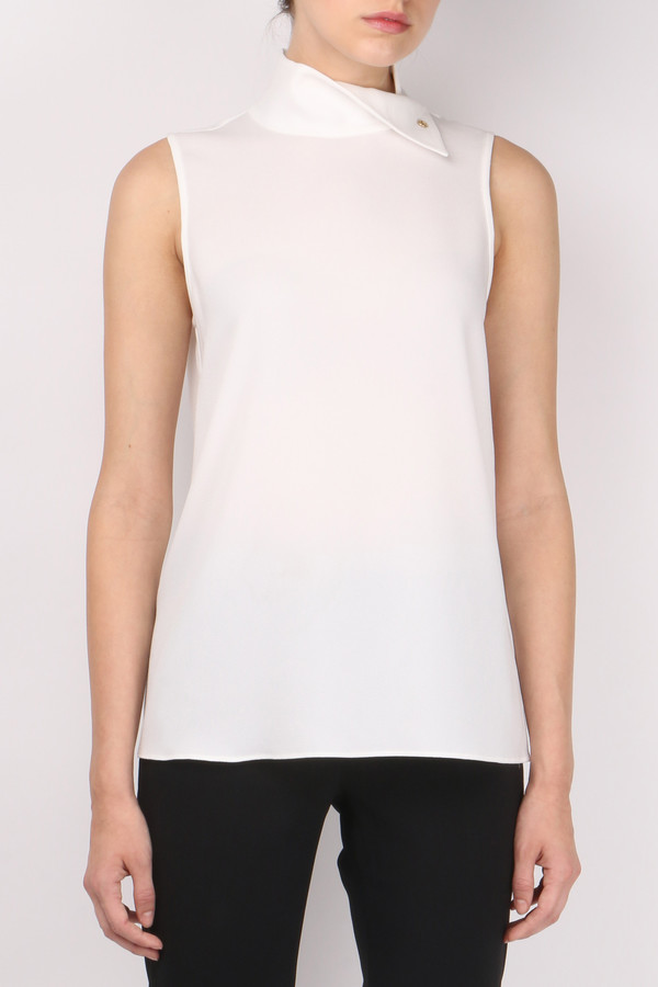 Tibi Savanna Crepe Sleeveless Mock Neck Top Tibi Savanna Crepe Sleeveless Mock Neck Top