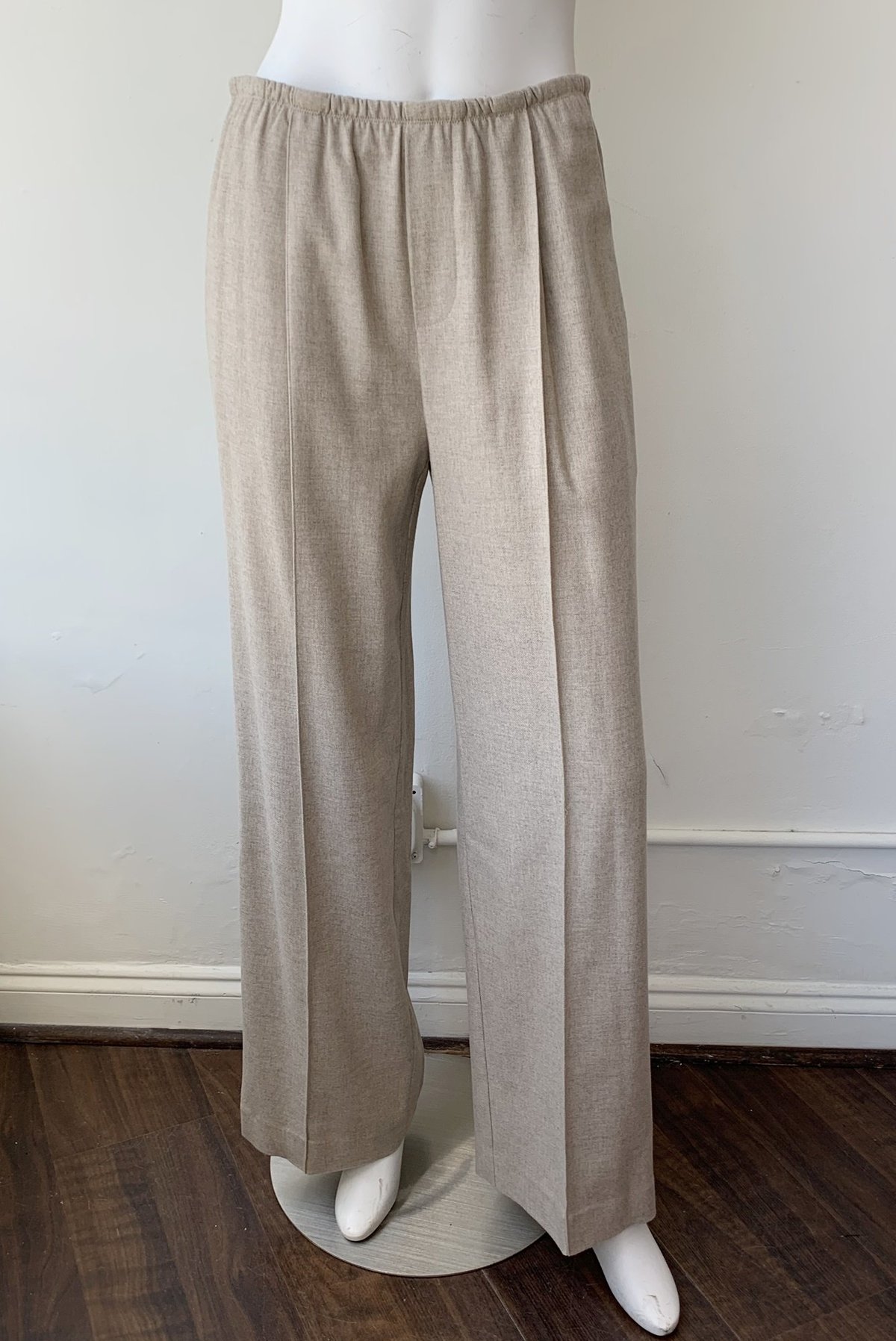 VINCE Wool Flannel Wide Leg Pull On Pants - Heather Oatmeal ...