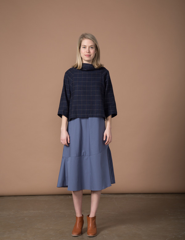 SBJ Austin Lisa Top - Navy Woven Window Pane SBJ Austin Lisa Top - Navy Woven Window Pane