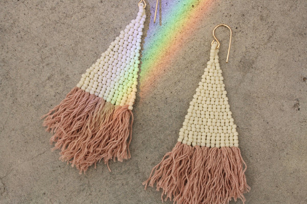 Blackbird Dagger Beaded Fringe Earrings Blackbird Dagger Beaded Fringe Earrings