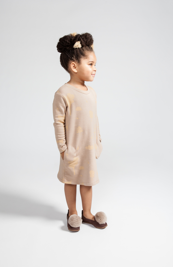 OMAMImini Camel Sweatshirt Dress with Secret Forest Print OMAMImini Camel Sweatshirt Dress with Secret Forest Print