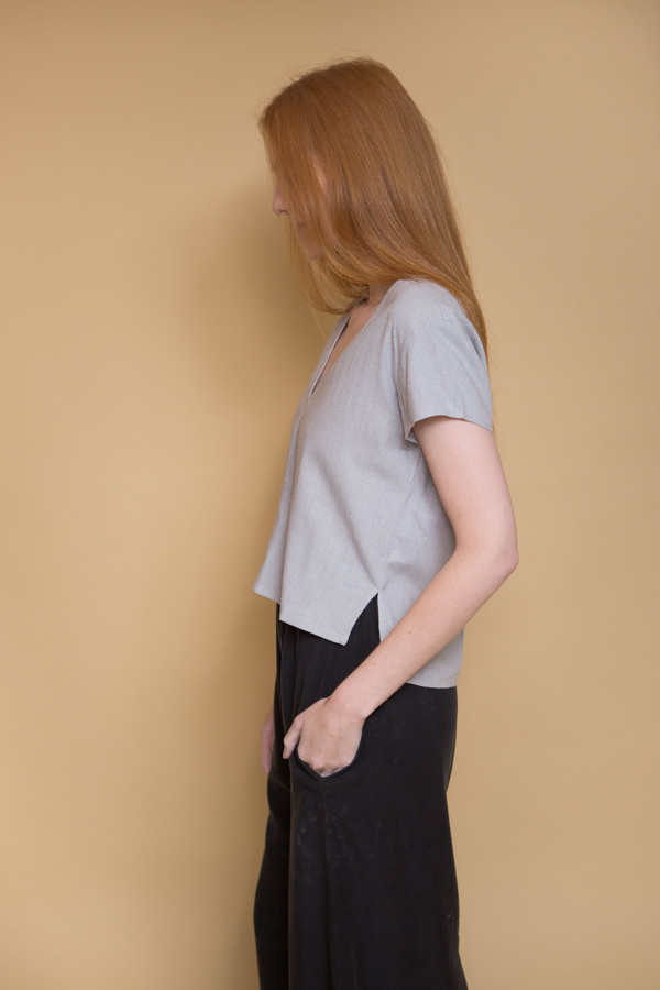 Ali Golden V-Neck Top - Grey Ali Golden V-Neck Top - Grey