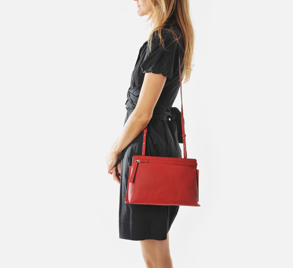 Red Medium Shoulder Pochette by Bonastre Red Medium Shoulder Pochette by Bonastre