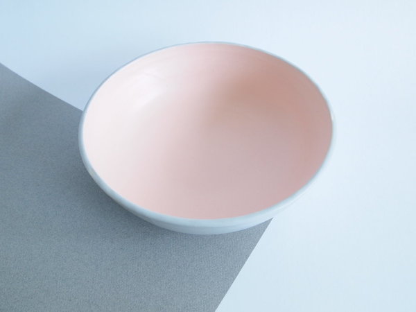 peach/gray large low bowl peach/gray large low bowl