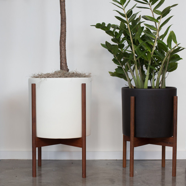 Modernica Case Study Cylinder Planter with Wood Stand Modernica Case Study Cylinder Planter with Wood Stand