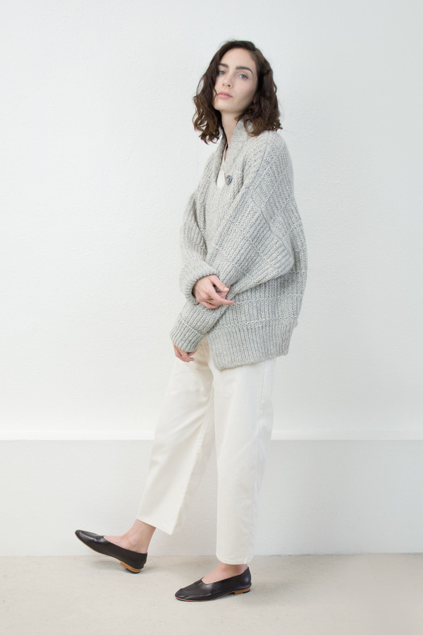 Micaela Greg Melange Grey Chain Cardigan Micaela Greg Melange Grey Chain Cardigan