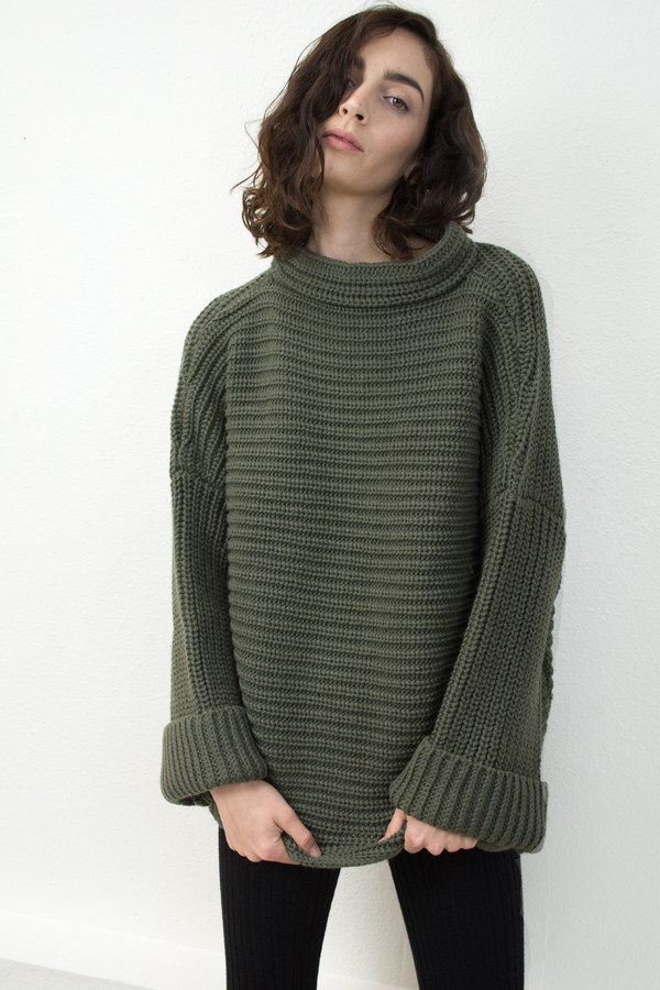 Micaela Greg Olive Parallel Pullover Micaela Greg Olive Parallel Pullover