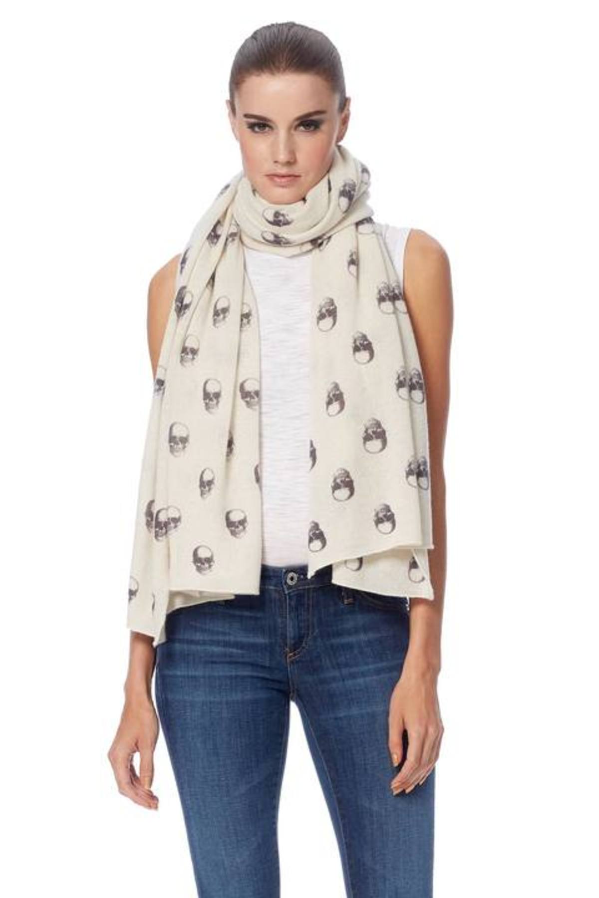 360 Cashmere Linus Skull Scarf Chalk Garmentory