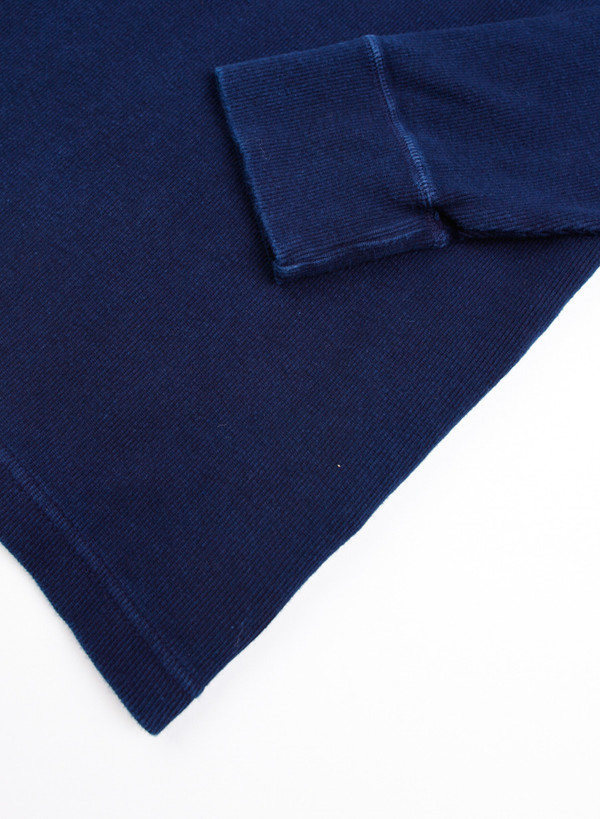 Blue Blue Japan Indigo Hand Dyed Slub Cotton Rib Turtleneck Tee Blue Blue Japan Indigo Hand Dyed Slub Cotton Rib Turtleneck Tee