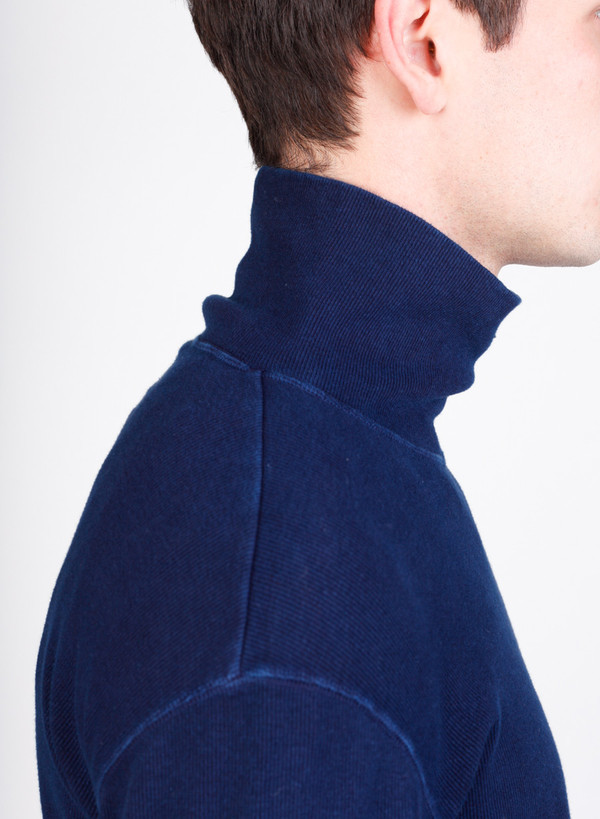 Blue Blue Japan Indigo Hand Dyed Slub Cotton Rib Turtleneck Tee Blue Blue Japan Indigo Hand Dyed Slub Cotton Rib Turtleneck Tee