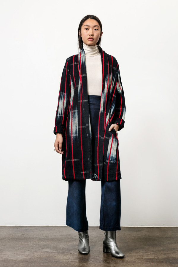 Osei-Duro Theca Coat in Handwoven Indigo Ikat Osei-Duro Theca Coat in Handwoven Indigo Ikat
