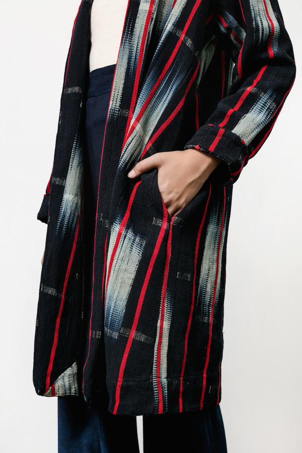 Osei-Duro Theca Coat in Handwoven Indigo Ikat Osei-Duro Theca Coat in Handwoven Indigo Ikat
