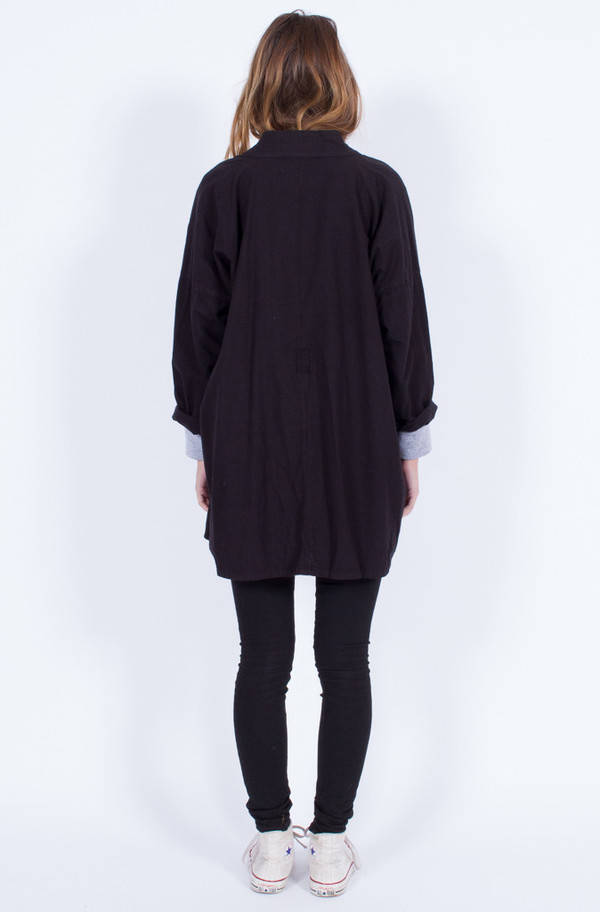 Yo Vintage! BLACK COTTON SHORT KIMONO (ONE SIZE) Yo Vintage! BLACK COTTON SHORT KIMONO (ONE SIZE)