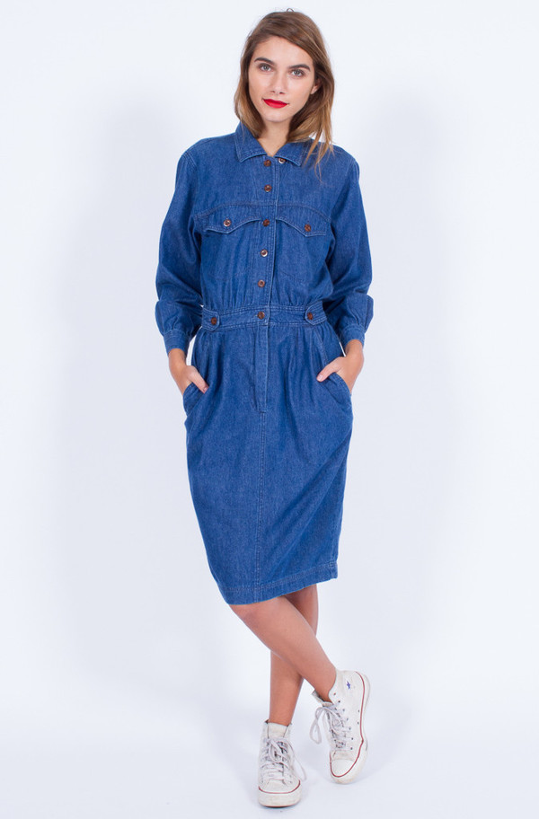 Yo Vintage! DENIM SHIRT DRESS (SMALL) Yo Vintage! DENIM SHIRT DRESS (SMALL)