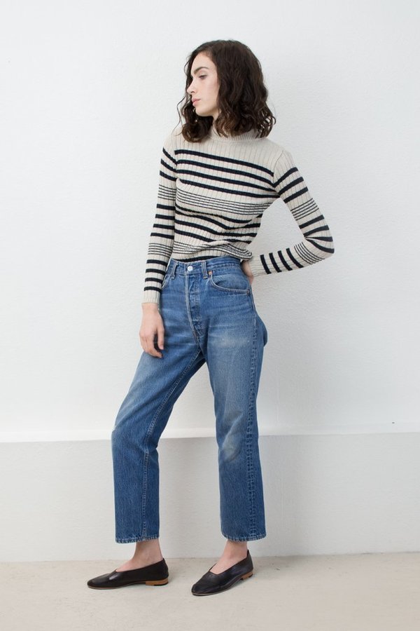 Micaela Greg RIB SWEATER - BLACK + CREAM Micaela Greg RIB SWEATER - BLACK + CREAM