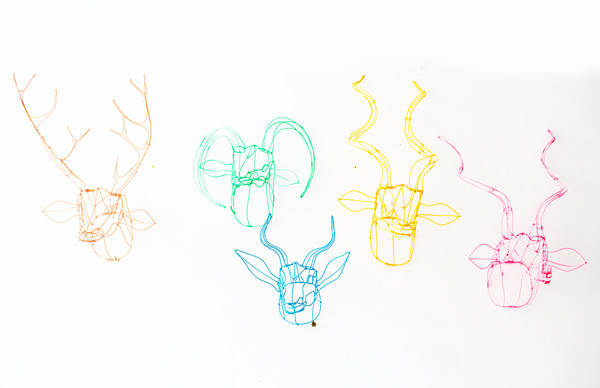 7 on Locust Wire Gazelle Head - White 7 on Locust Wire Gazelle Head - White