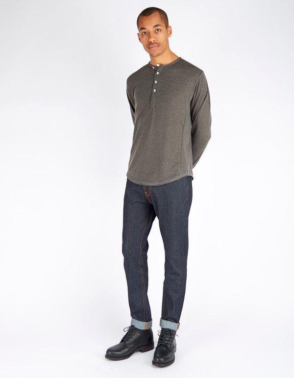 Men's 18 Waits Hobo Henley Soft Charcoal Jersey Men's 18 Waits Hobo Henley Soft Charcoal Jersey